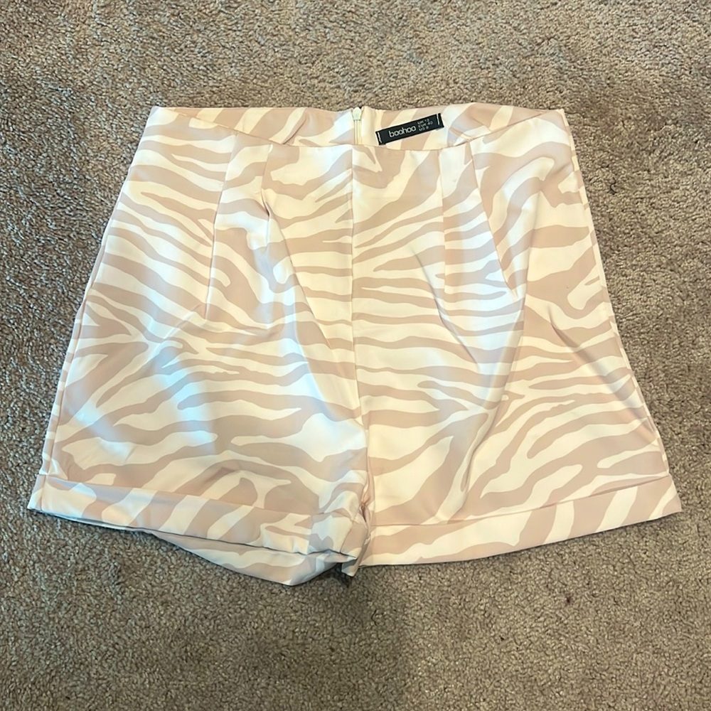 Cream zebra print shorts
